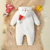 Winterpartijen Winter warme babymeisjes jongens jumpsuits fleece pluche met lange mouwen capuchon zipper sluiting sneeuwman kerst Romper kostuums voor kinderen