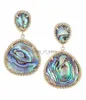 Dangle Chandelier Vintage Fashion Gold Color Inlaid Natural Stone Abalone and Shell Earrings for Women Party Jewelry H240423