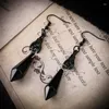 Dangle Earrings Vintage Black Bat Red Color Crystal Teardrop Gothic Alternative Jewelry Gift For Women Earring Halloween