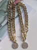 Collier pendentif de marque rond Diamond Mui Flash pour femmes Niche de luxe légers Chaîne de clavicule de chaîne européenne et américaine pour femmes 636
