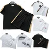 designer mens tracksuits summer t-shirt Bermuda shorts tshirts 2pcs set breeches suits paris flowers striped basic luxury pants geometry sportsuit top