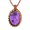 Pendant Necklaces Unique Style Natural Crystal Stone Amethyst Necklace Braided Rope Handmade Knit Lovers Gift Jewelry