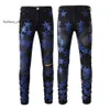 Mens Men Pantalon Designer Jeans Skinny RIP Denim Biker Star Paint Paint Détresse Pantalon pour l'homme Broidre