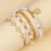 Bracelets de charme fleur de marguerite perlée colorée pour femmes fille bohème à la main des perles élastiques bracelet pulseras bijoux en gros