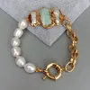 YYGEM natural White Rice Freshwater Pearl Gold Filled ite Biwa Pearl Chain Bracelet 8 vintage style for women 240414