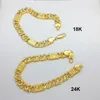 Collier Boucles d'oreilles Bracelet 2 pièces 10 mm de largeur 24 km chaîne cubaine plaquée pour femmes Gift de mariage de mode pour hommes