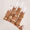 Instagram cool stil smycken guld vanlig personlig enkel geometri multi bit staplad ring
