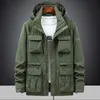 Top Men Autumn Multi-pocket Military Tech Wear Soft Shell Jacket Outdoor Hooded Utility Detachable Sleeves Travel Vest Outerwear 240416