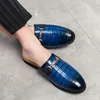 Casual Shoes Patent Leather Brands Designer Mens Business Italian Plus Size 45 Men Half Drop Ship Mules Man Black Slides Slipper