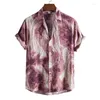 Chemises décontractées pour hommes Rétro Art coloré Shirt Hawaiian Men Manches à manches courtes Summer 3D Blouse Tops Street Street Street