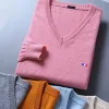 Camisolas de venda quente masculino suéter vneck manga longa pulôvers de cor sólida roupas padrão de cashmere machmere jacting jumpers