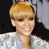 Ombre Highlight Short Bob Pixie Cut Wigs For Black Women Straight Honey Blonde Brazilian Remy Hair Machine Made Wig With Bangs