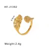 Geometric Hollow Flower Gold Plated Snake Shaped Multi Layered Titanium Steel Ring for Women