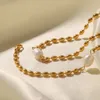 Nuova collana del braccialetto di moda del designer Set per donne placcate con acciaio in titanio in oro 18K, gioielli di fagioli oro ovali a perle d'acqua dolce naturale non sbiaditi, spedizione gratuita