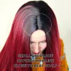 Wigs Synthetic Wig Long Straight Hair Wig Wine Red Ladies Natural Hand Middle Heatresistant Fiber Daily Wig