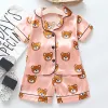 Sets ljw kinderpyjama's set baby pak kinderkleding peuter jongens meisjes ijs zijden satijnen top broek set huis slijtage kinderen pyjama