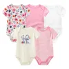 One-Pieces 2023 Unisex 5PCS Baby Girl Clothes Cotton Bodysuits Newborn Baby Boy Clothes Cartoon Print Girls Baby Clothing Ropa Bebe