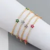 Angekommen Regenbogen CZ Bunte Blumentennis Linkkettenarmband für Frauen Mädchen vereisere Bling gepflastertes Gänseblümchen 240423