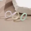 Clusterringe 3 PCs Minimalistische Harz Perlen elastische Stapelring Statement Dicke Finger Hochzeitsfeier Schmuck für Mädchen