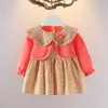 Robes de fille printemps automne née de vêtements de bébé robe à carref