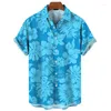 Casual shirts voor heren kleurrijke 3D printplanten bloem Hawaiiaans shirt mannen zomer mode korte mouwen coole straatknop revers blouse tops
