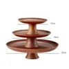 Plates Ebony Wood Salad Bowl Natural Wooden Dishes Snack Fruit Dessert Plate High Quality Serving Tray Tea Saucer Cake Stand