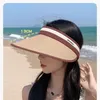 Chapeaux à bord large soleil pour femmes chapeau uv protection vide top top ajusté boucle de boucle d'été