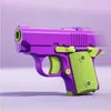 Gun Toys Childrens Gravity Pistol Gun Toy 3D Mini Model Toy Bullets No Fire Rubber Handgun Mini Radish Knife Toy Model Baby 1911 ToyL240425