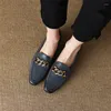 Casual schoenen schapenvacht retro pompen dames vintage gezellige med hakken glippen op dikke hiel eenvoudig met ketting dames loafers