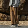 Men's Pants Loose Straight Wide Leg Autumn Vintage Brown Cargo Men Streetwear Casual Ankle-banded Trousers With Belt