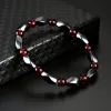 Bracelets New Magnetic Bracelet Hematite Stone Therapy Health Care Hematite Beads Bangle Magnet Men Elegant Charm Bracelets for Women