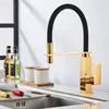 Kitchen Faucets LANGYO Sink Black Gold Pull Down Swivel Spout Basin Taps Cold Solid Brass Faucet For