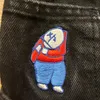 Y2K Big Boy Cartoon Bordado de bordado de jeans shorts vintage Hip Hop Streetwear Baggy Gym Shorts para homens harajuku shorts góticos 240409