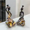 NORTHEUINS Resin Black Woman Candlestick African Exotic Statues Art Lady Figurines for Interior Decor Desktop Accessories Object 240411