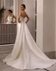 Nouvelle robe de mariée de sirène Bouteaux de cou carrés perles perles paillettes drapées robes de mariée pour les femmes personnaliser vestido de noivas Rode de Morriee