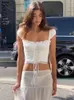 Tanks pour femmes Bazaleas Elegant White Lace Patchwork Top Sexy Front Front Camis Summer Holiis Y2K Crop Cotton