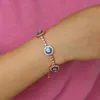 Strands three dots round geometric disk charm blue turkish evil eye tennis bracelet fashion rose gold color bangles