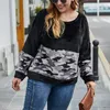 Kvinnors hoodies Hösten Plus Size Leisure Sweater 8xl 9xl 10XL Fashion Ladies Round Neck Long Sleeve Plush Leopard Stitching tröja.