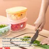 Dinnerware Fridge Storage Fruit Vegetables Container Plastic Seal Salad Save Space Cartoon Pattern Fresh-keeping Home