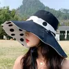 Berets szeroko rdzeń kobiety słoneczne czapkę eleganckie wiadra czapki rakiet rybakowy anty-UV podróżny kropka letnia