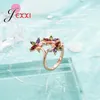 Cluster ringen mode rosé goud kleurrijke bruiloft verloving sieraden ring topkwaliteit casual charmante charmante accessoires groothandel