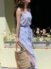 Coreano Fashion 2 Set de dos piezas para mujeres Summer Outfits Striped sin mangas tops chaleco midi falda en sets a juego 240422