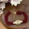 Charm Bracelets Sunspicems Fashion Gold Color Women Beads Bracelet Morocco Bride Multilayer Chain Handmade Wrist Jewelry