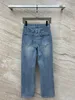 الجينز للسيدات 24 في وقت مبكر الربيع الجديد Y2K سلسلة معدنية يدويًا Love Love Diamond Letters Micro-Stretch Jeans جينز Womens Geans 240423