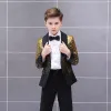 Blazers Children's Handsome Fashion Sequin Suit Set Boy Stage Catwalk Piano Performance Wedding Costume Kids Blazer Bowtie Clothing Set