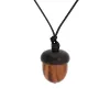 Kettingen etnische stijl houten eikels hangdoek ketting verstelbare wax touw ketting kleurrijke pinecone druppel ketting sieraden accessoires