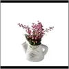 Levert kransen thuisfeest feestelijke tuinfee bloemen lelie van de vallei +keramische kleine pot vaas mini desktop bonsai voor woonkamer tuin