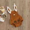 One-Pieces Easter Infant Baby Romper, Sleeveless Cartoon Rabbit Button Closure Corduroy Bodysuit for Girls Boys
