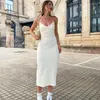 Casual Dresses Low Cut V-Neck Hollow Halter Slip Dress Split