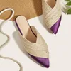 Casual Shoes Foreada Women Mules pekade Toe Flats Espadrille Mixed Colors Concise Ladies Summer Green Beige Purple 41